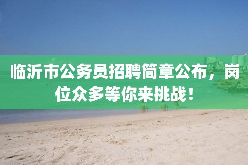 临沂市公务员招聘简章公布，岗位众多等你来挑战！