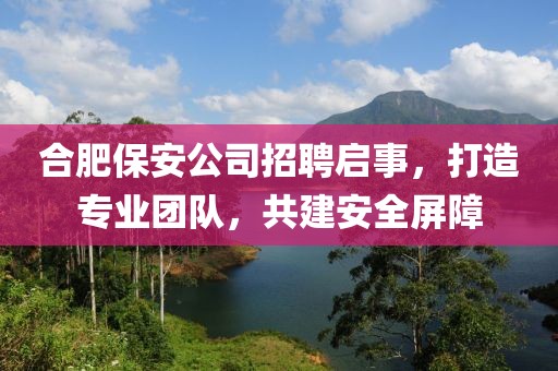 合肥保安公司招聘启事，打造专业团队，共建安全屏障