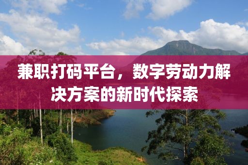 兼职打码平台，数字劳动力解决方案的新时代探索