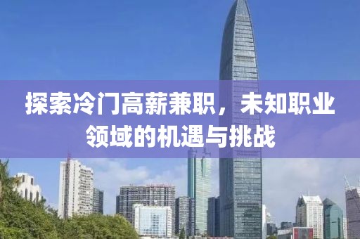 探索冷门高薪兼职，未知职业领域的机遇与挑战